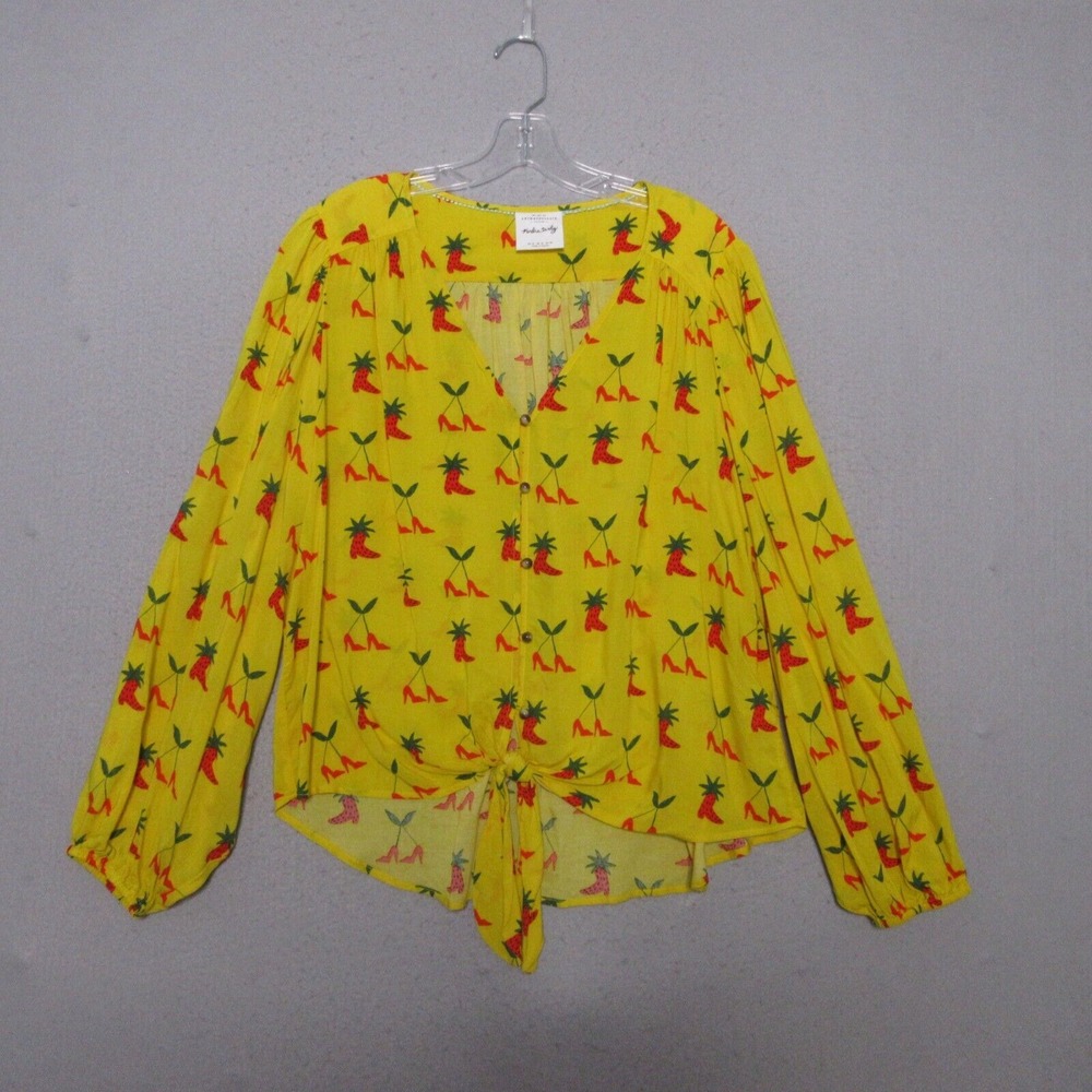 Anthropologie Kendra Dandy Top Women Plus 14 Yellow Red Western Rodeo Dreamer - Picture 2 of 13